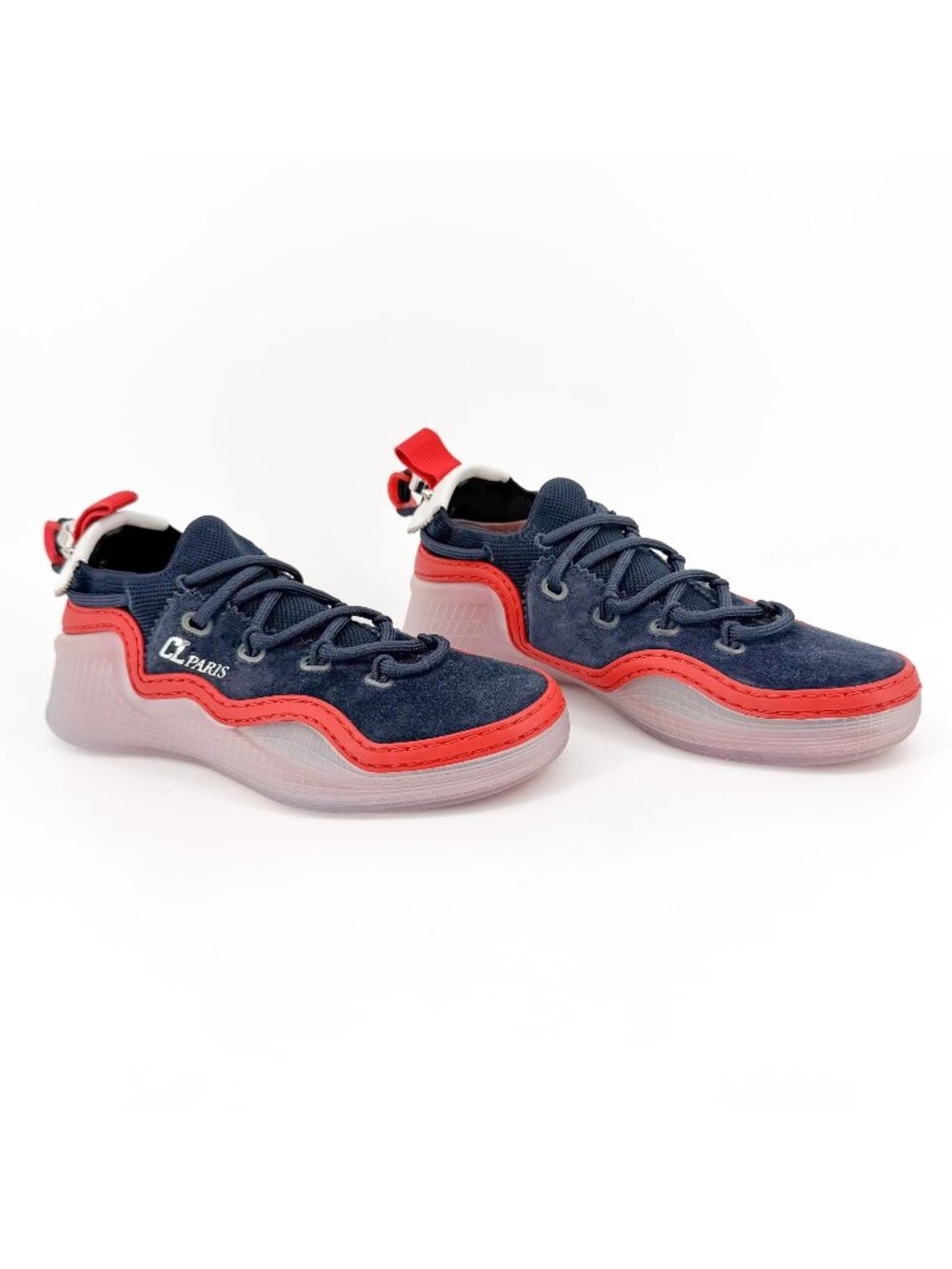 Christian Louboutin Arpoador Navy Blue Suede Sock Sneakers Size 37 US 7 Women's